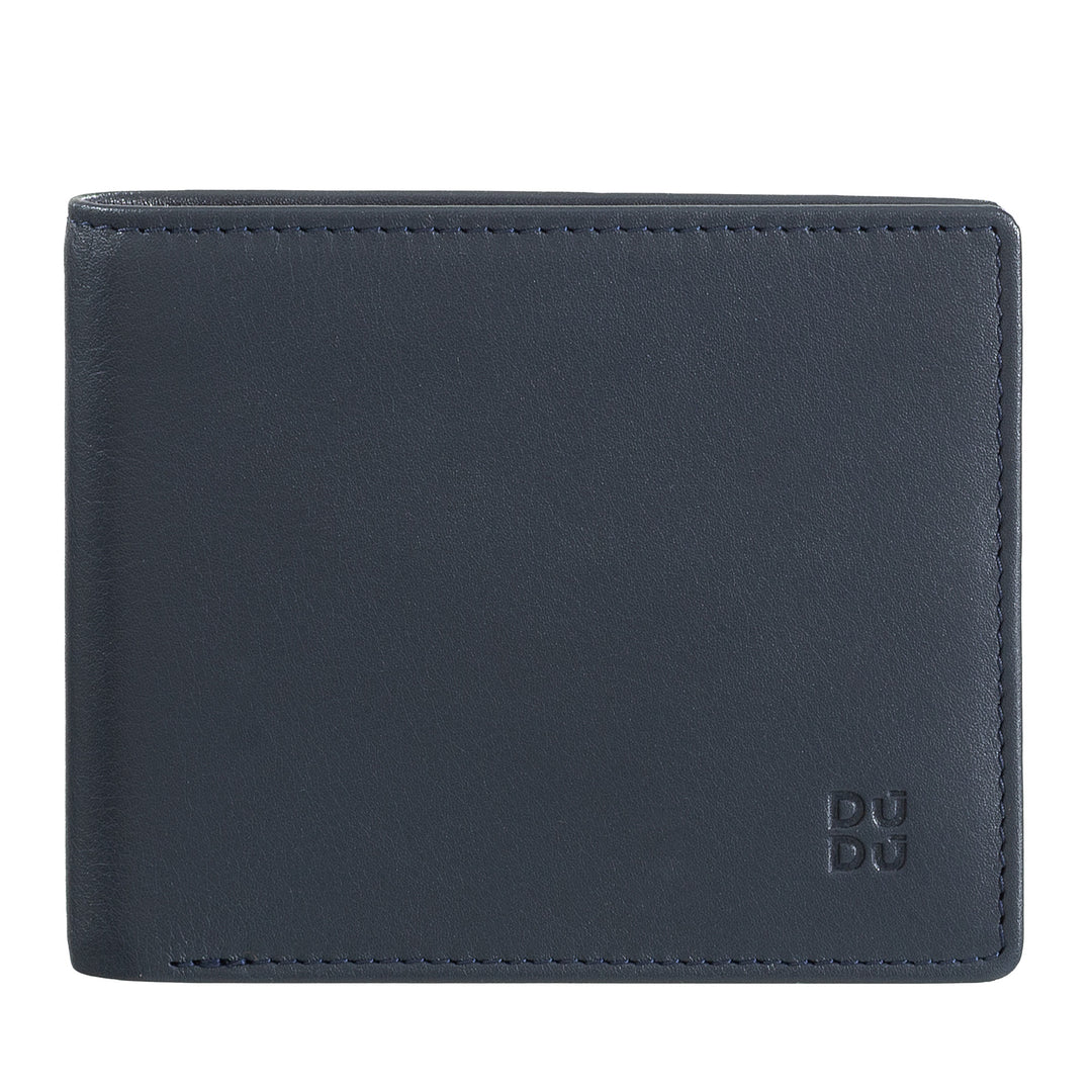 DUDU Portafoglio Uomo Slim in Pelle con Protezione RFID Porta Carte di Credito con Portamonete Portafogli Colorato