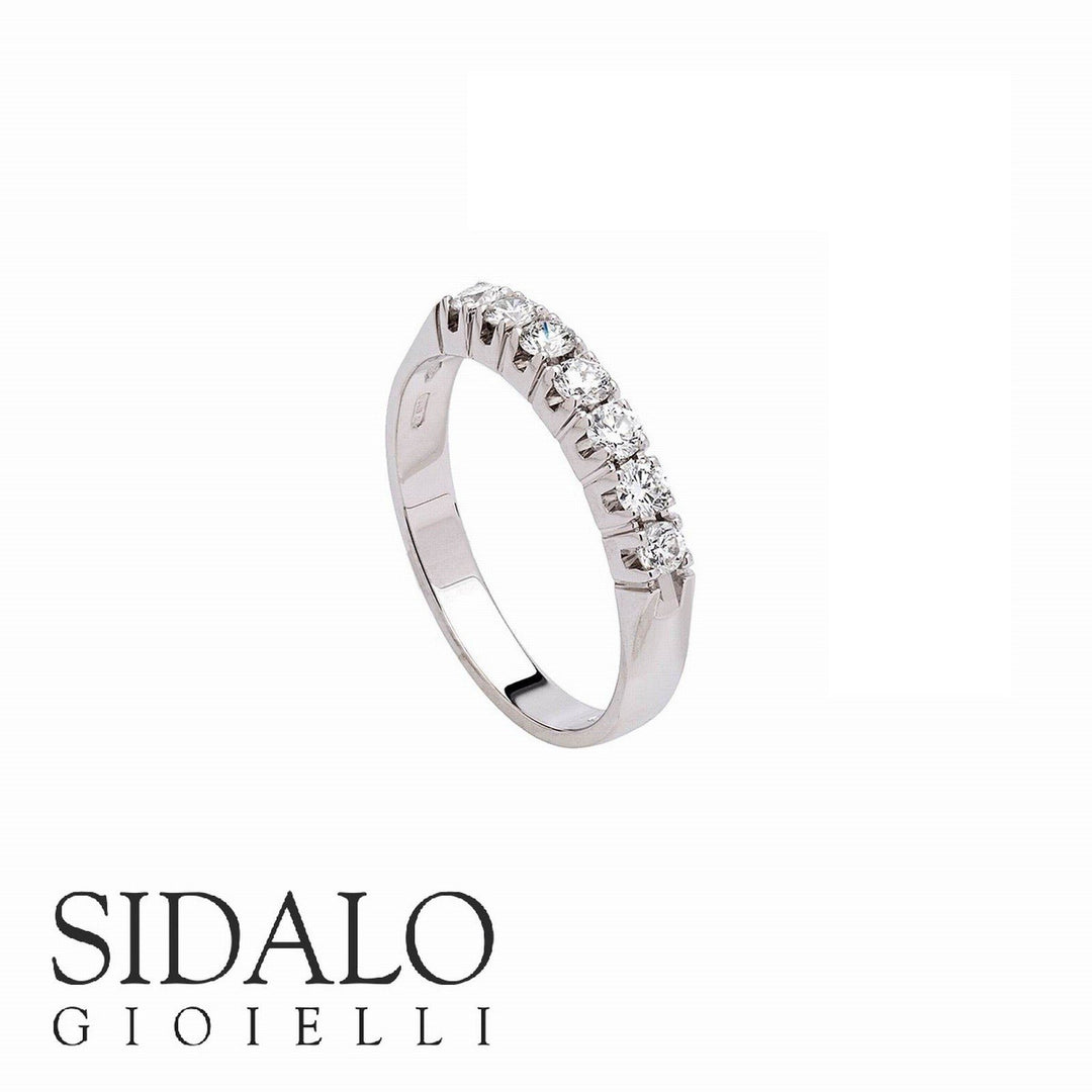 Sidalo fedina Tornita oro bianco 18kt 7 diamanti  M1279-042 - Gioielleria Capodagli