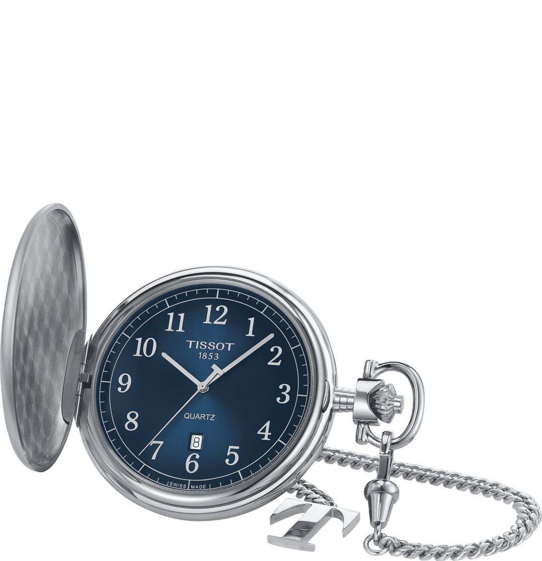 Tissot orologio da tasca Savonette 48,5mm blu quarzo acciaio T862.410.19.042.00 - Capodagli 1937