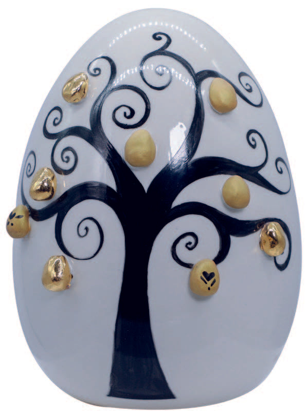 Sbordone uovo albero della vita Ø18cm h.19cm porcellana made in italy UO55/3