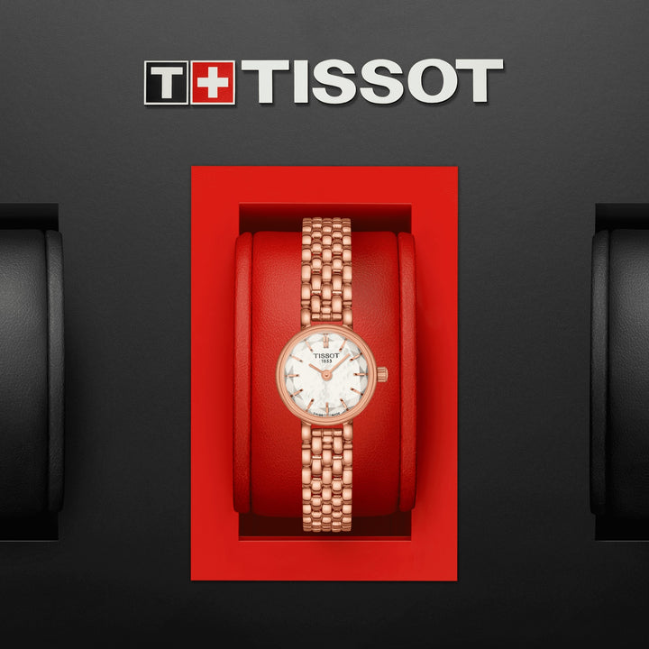 Montre Tissot Lovely Round 19.5mm Mother of Pearl Quartz acier finition PVD or rose T140.009.33.111.00