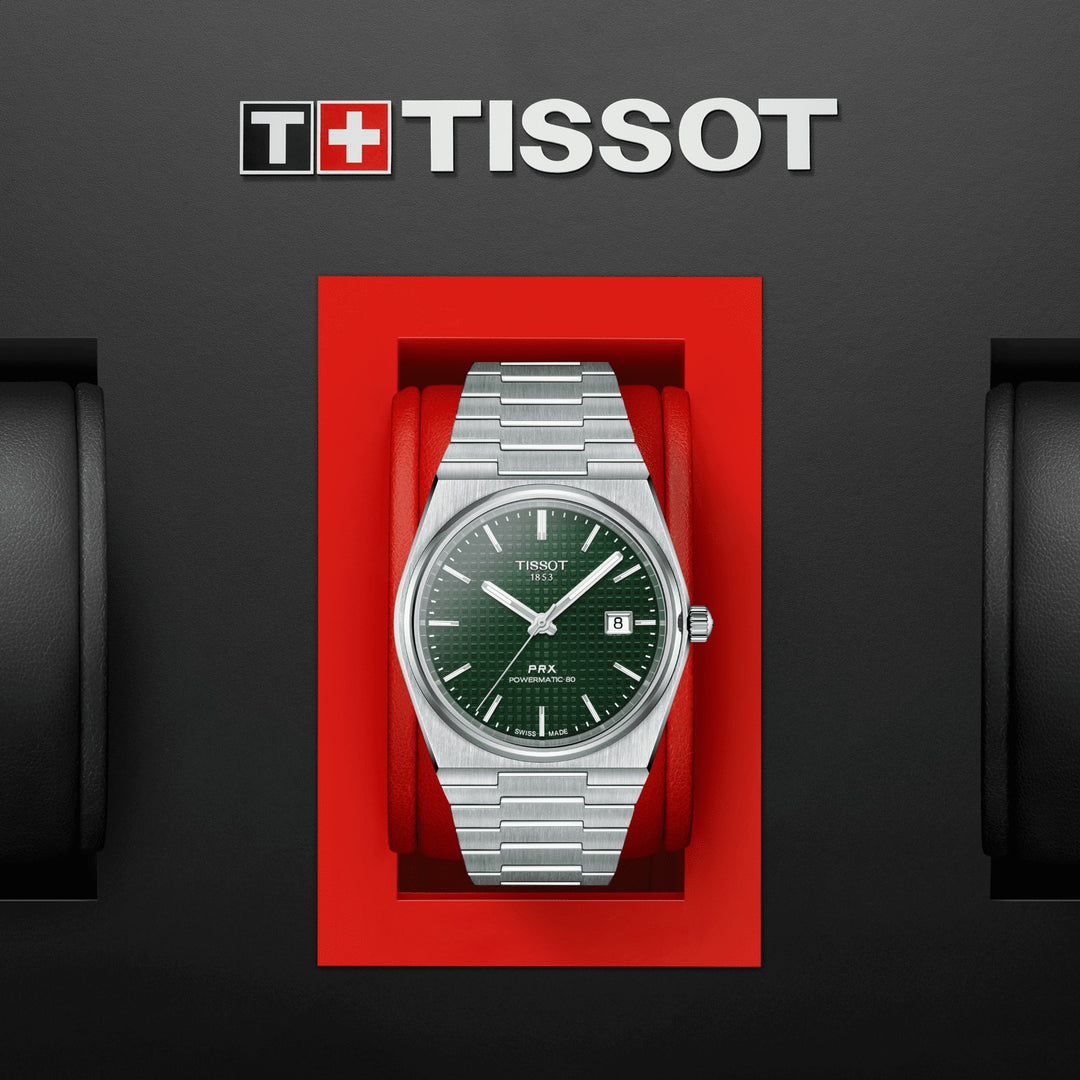 Tissot Clock PRX OKMITIC 80 40 mm grüner Automatikstahl T137.407.11.091.00
