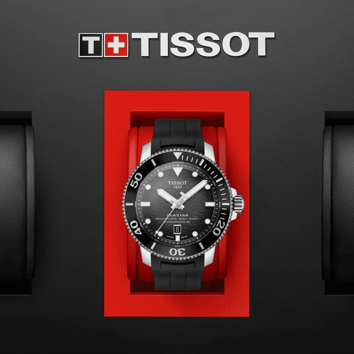 Tissot orologio Seastar 2000 Professional Powermatic 80 46mm nero automatico acciaio T120.607.17.441.00